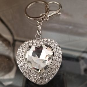 Silver Heart Rhinestone Keychain New